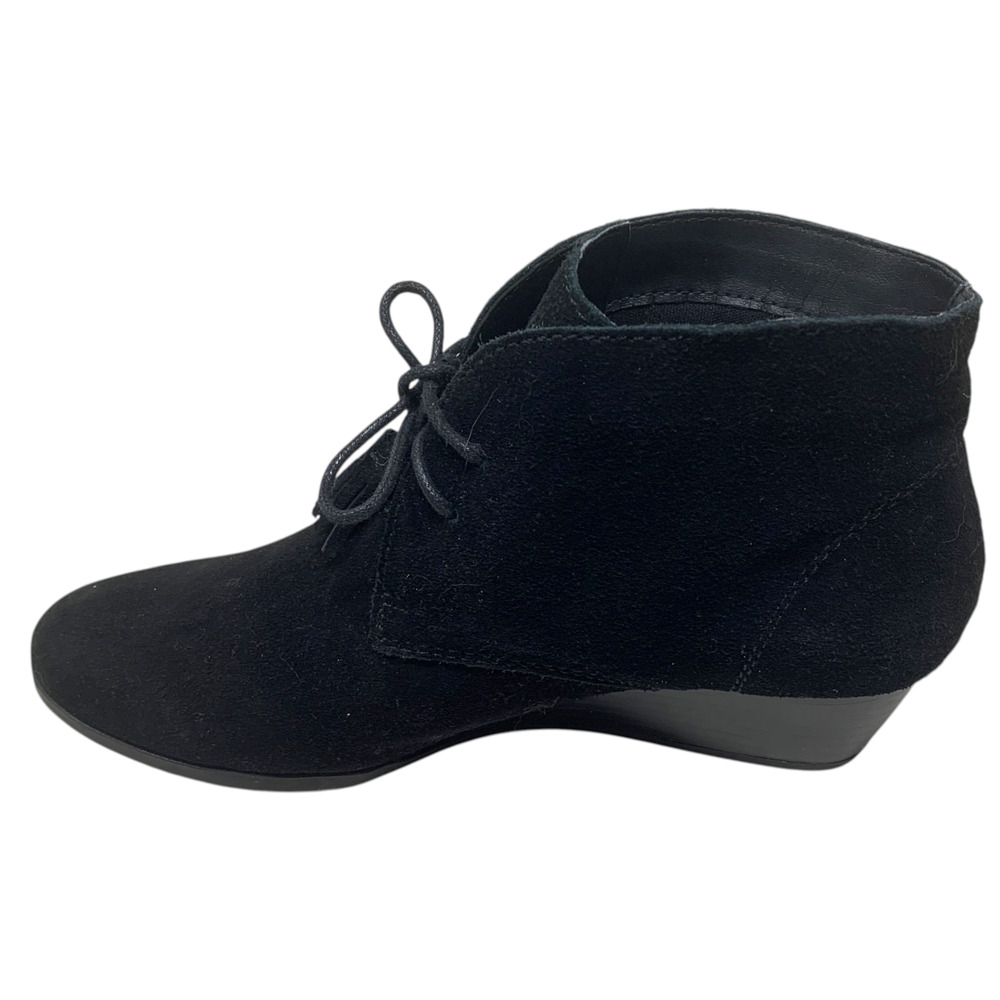 Crown Vintage Tami Sz 8 Black Suede Leather Chukka Boots Tassel Mini Wedge Heel - Picture 4 of 8